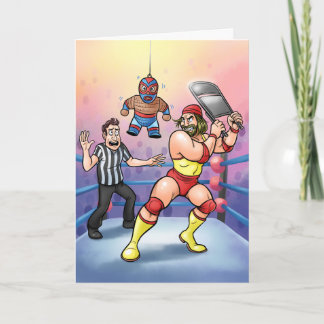 Professional Wrestling Luchador Piñata Birthday Card