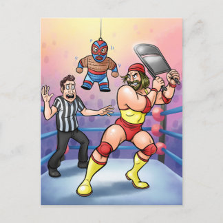 Professional Wrestling Luchador Piñata Birthday Postcard