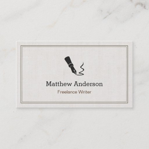Customizable Professional Writer Editor Author - Beige Linen Business Card Templates