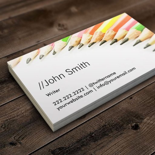 Customizable Professional Writer Pencils Teacher Business Card