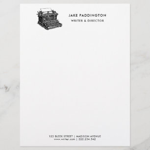 Professional Writer Vintage Typewriter Symbol Letterhead