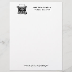 Professional Writer   Vintage Typewriter Symbol Letterhead