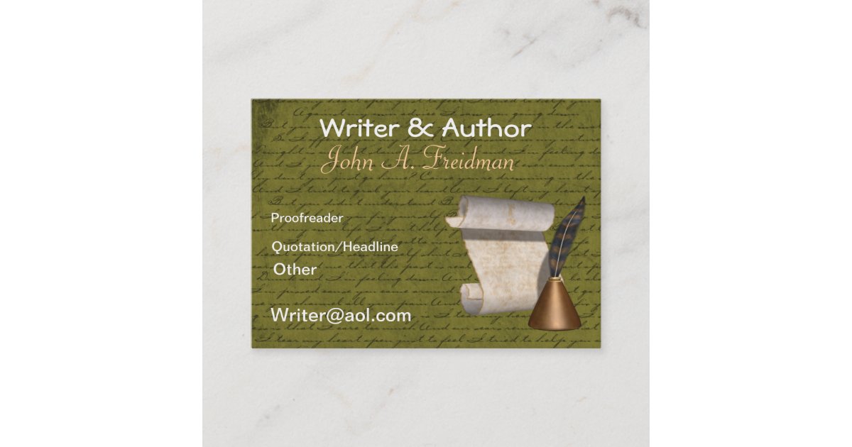 Professional Writers Business Card Zazzle