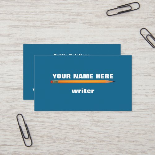 Professional Writers Pencil on Dark Teal Blue Business Card