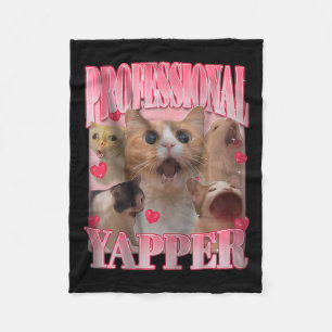 Professional Yapper Cat Funny Meme Fleece Blanket