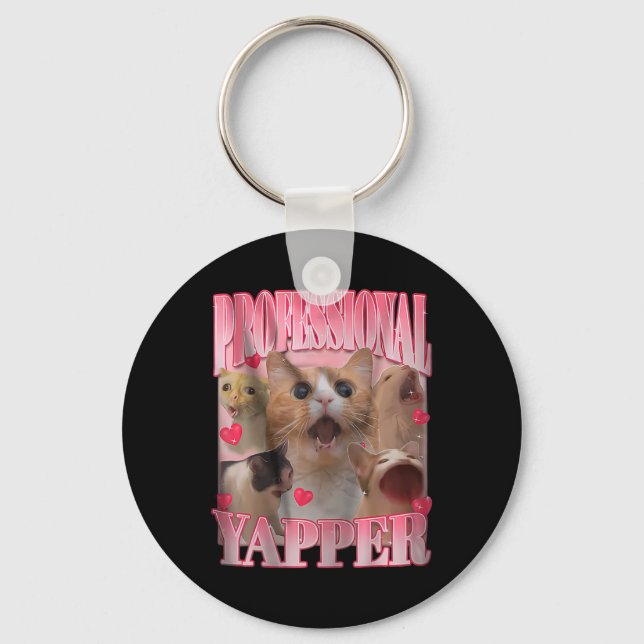 Professional Yapper Cat Funny Meme  Keychain (Front)