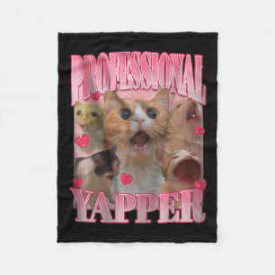Professional Yapper Cat Funny Oddly Specific Dank Fleece Blanket