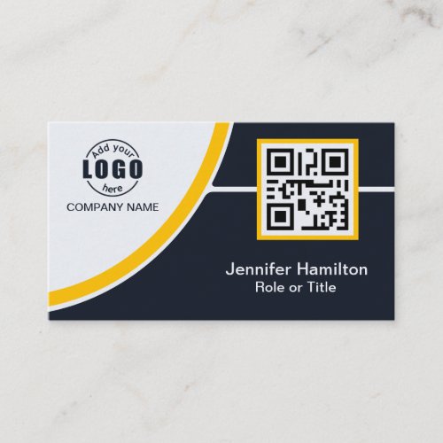 Professional Yellow add your Logo QR Code Business Card