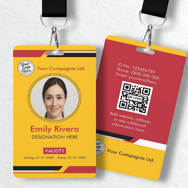 Professional Yellow Black Red Employee Access Card Badge (Professional Yellow Black Red Employee Access Card Badge)