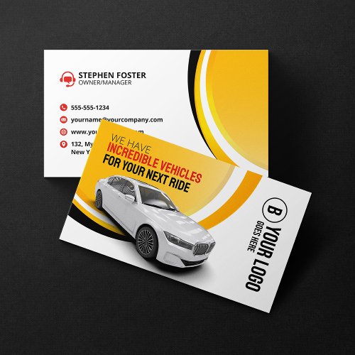 Professional Yellow Car Rental Car Hire Automobile Business Card