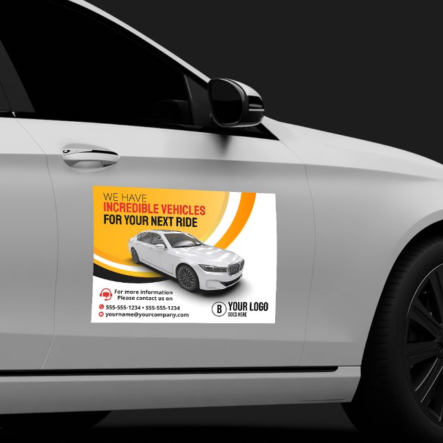 Professional Yellow Car Rental Car Hire Automobile Car Magnet (Creator Uploaded)