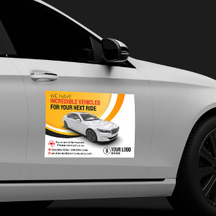 Professional Yellow Car Rental Car Hire Automobile Magnet