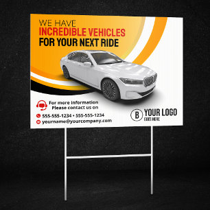 Professional Yellow Car Rental Car Hire Automobile Sign