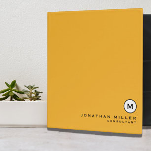 Professional Yellow Monogram Initial 3 Ring Binder
