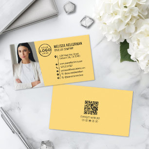 Professional Yellow QR Code Photo Logo Business Card