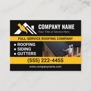 Professional Yellow Roofing Hammer Service Business Card