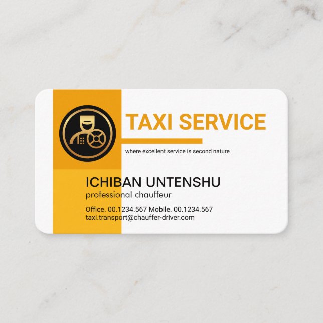 Professional Yellow Taxi Colors Chauffeur Business Card (Front)