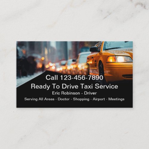 Professional Yellow Taxi Service Business Cards 