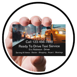 Professional Yellow Taxi Service Business Cards 
