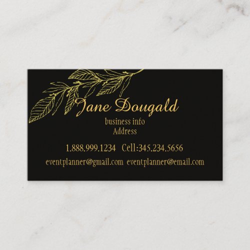 Professional yet Elegant Classic Black Gold Nature Business Card