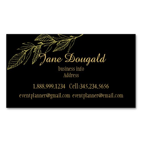 Professional yet Elegant Classic Black Gold Nature Business Card Magnet