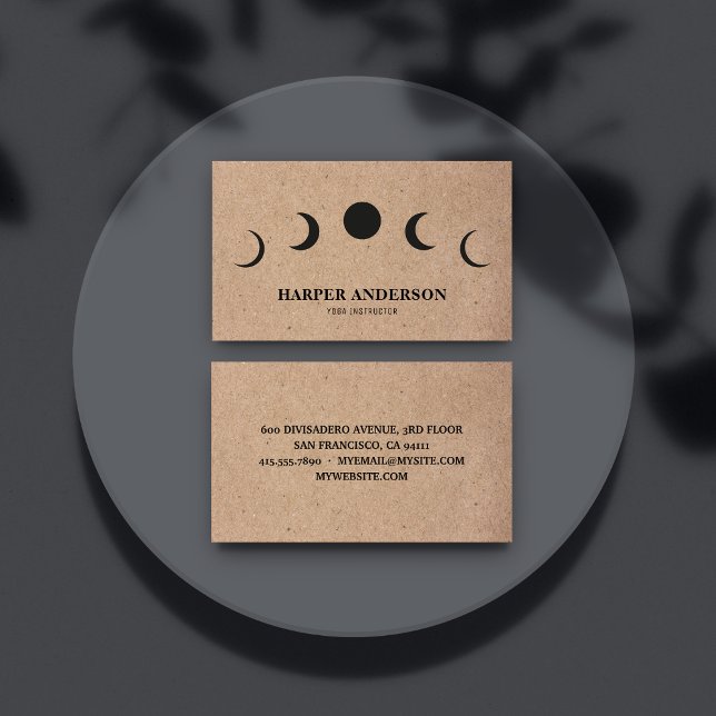 Professional Yoga Instructor Black Moon  Business Card (Creator Uploaded)