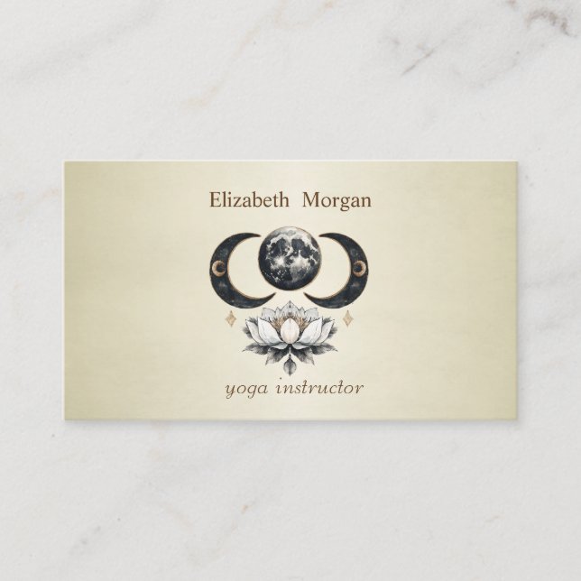 Professional Yoga Lotus Moon   Business Card (Front)