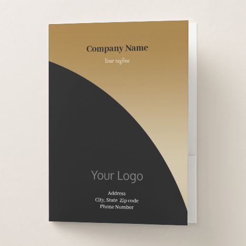 Professional Your Logo Elegant Black Gold Business Pocket Folder
