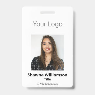 Professional Your Logo White Photo Bar Code ID Badge