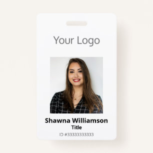 Professional Your Logo White Photo Bar Code ID Badge