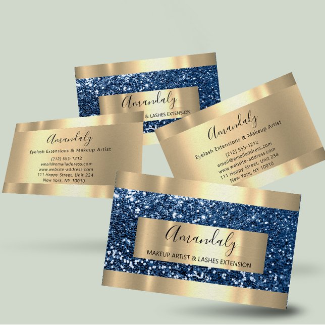 ProfessionalGlitter Blue Navy Gold Modern Luminous Business Card (ProfessionalGlitter Blue Navy Gold Modern Luminous Business Card)