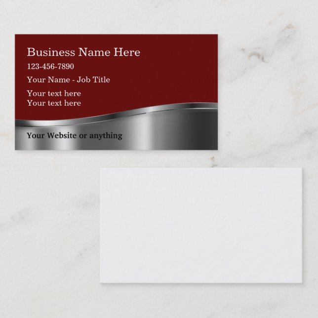  Professionally Designed Silver Tone Classy Business Card (Front/Back)