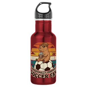 Professionally Unbothered Capybara Soccer Fan Stainless Steel Water Bottle