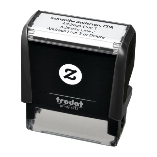 Professional's Name (Bold) Business Return Address Self-inking Stamp