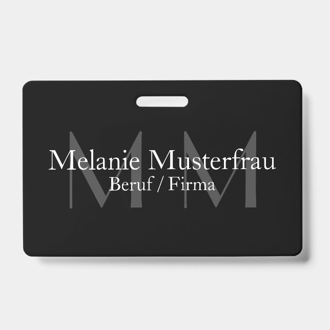 Professionell schwarze Monogramm Abzeichen Dienst Badge (Front)