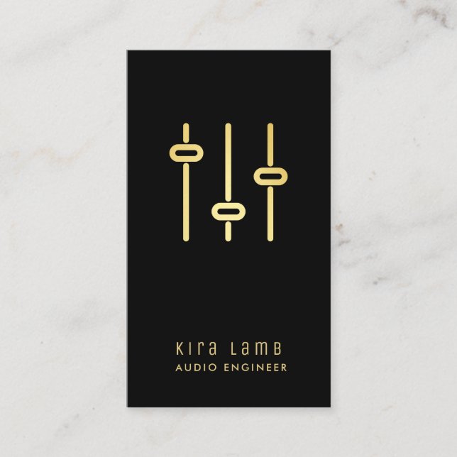 Professionnel Audio Engineer Black And Gold  Business Card (Front)