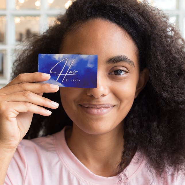 Professionnel Hair Salon Blue Neon  Business Card (Creator Uploaded)
