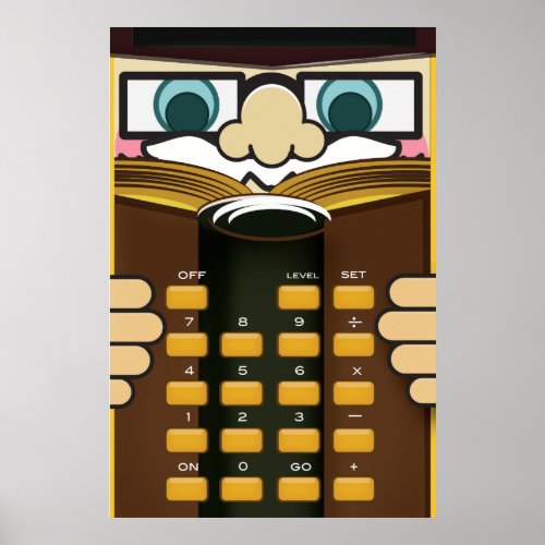 Professor Calculator funny cartoon Poster