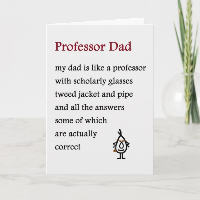 Professor Dad - a funny Father's Day Poem Card (Front)