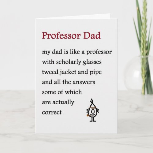 Professor Dad _ a funny Fathers Day Poem Card