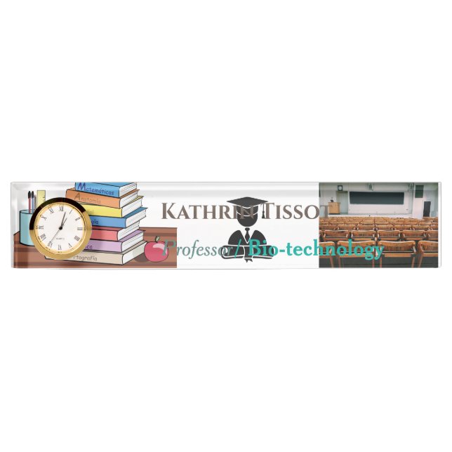 Professor in Bio-tech Acrylic Desk Name Plate (Front)