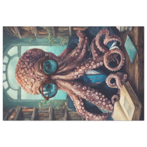 Professor Inkwell the Dapper Octopus Decoupage  Tissue Paper