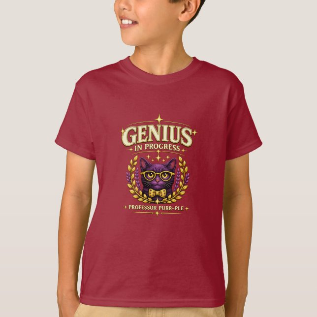 Professor Purr-Ple™ – Genius in Progress T-Shirt (Front)