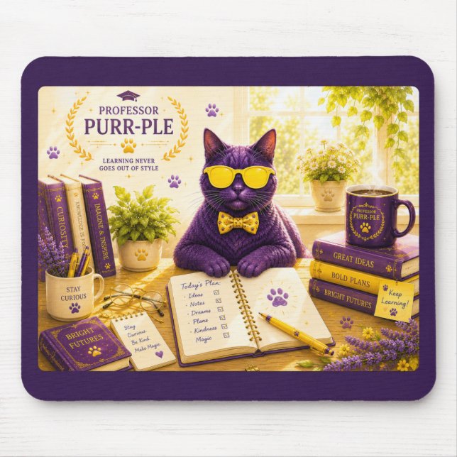 Professor Purr-Ple™ Mouse Pad (Front)