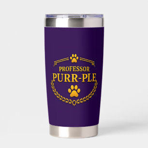 Professor Purr-ple™ Purple & Gold Cat Coffee Mug Insulated Tumbler