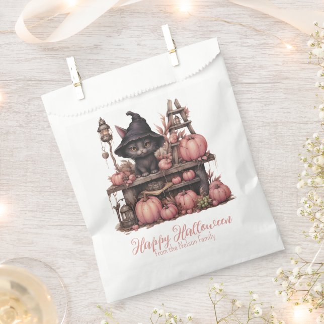 Professor Salem Black Cat Witch Happy Halloween Favor Bag (Clipped)