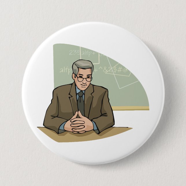 Professor Scholar Male Educator Teacher Button (Front)