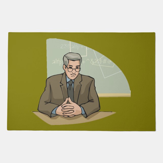 Professor Scholar Male Educator Teacher Doormat (Front)
