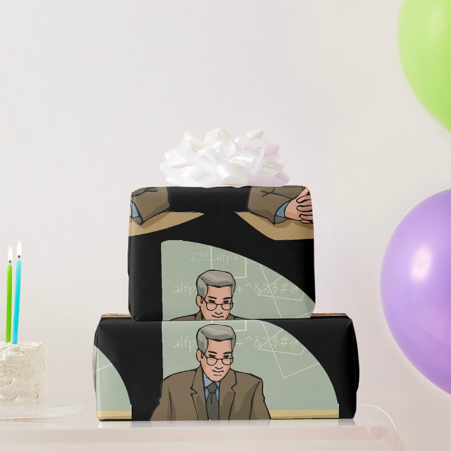 Professor Scholar Male Educator Teacher Wrapping Paper (Creator Uploaded)