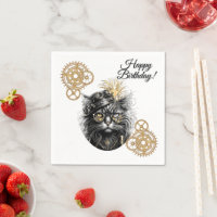 Professor Sprocket-Paws Steampunk Cat Happy B-Day